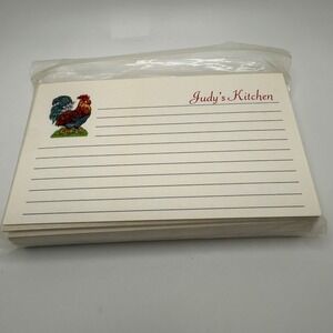 Judy's Kitchen Rooster Vintage Recipe Cards 4x6 Lined Paper Stationery Set‎